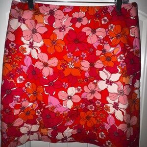 Talbots Red and Orange Floral Mini Skirt